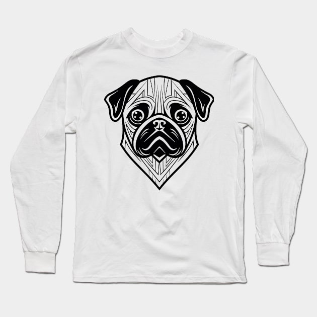 Pug Dog Pet Animal World Furry Friend Vector Graphic Long Sleeve T-Shirt by Cubebox